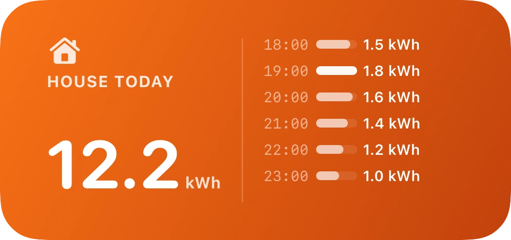 House Load Today widget, medium size with hourly profile